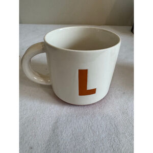 clay.art Cream terracotta Orange Letter L sturdy Coffee Mug One Size